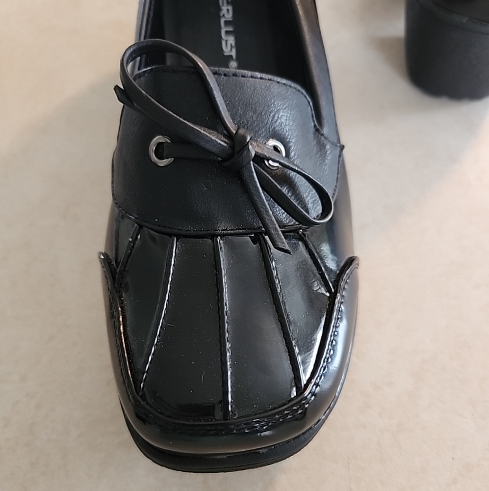 NEW Wanderlust Women's Sz 6.5W Black Vegan Patent Leather Topsider Duck Shoes - Picture 5 of 11